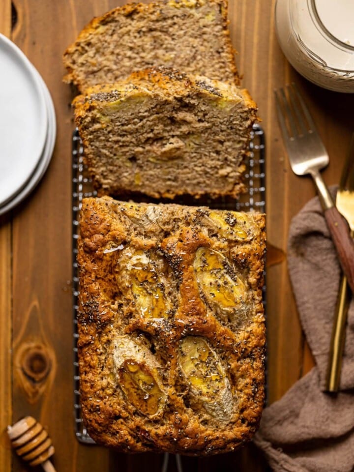 Overhead shot of Vegan Chia Seed Maple Banana Bread