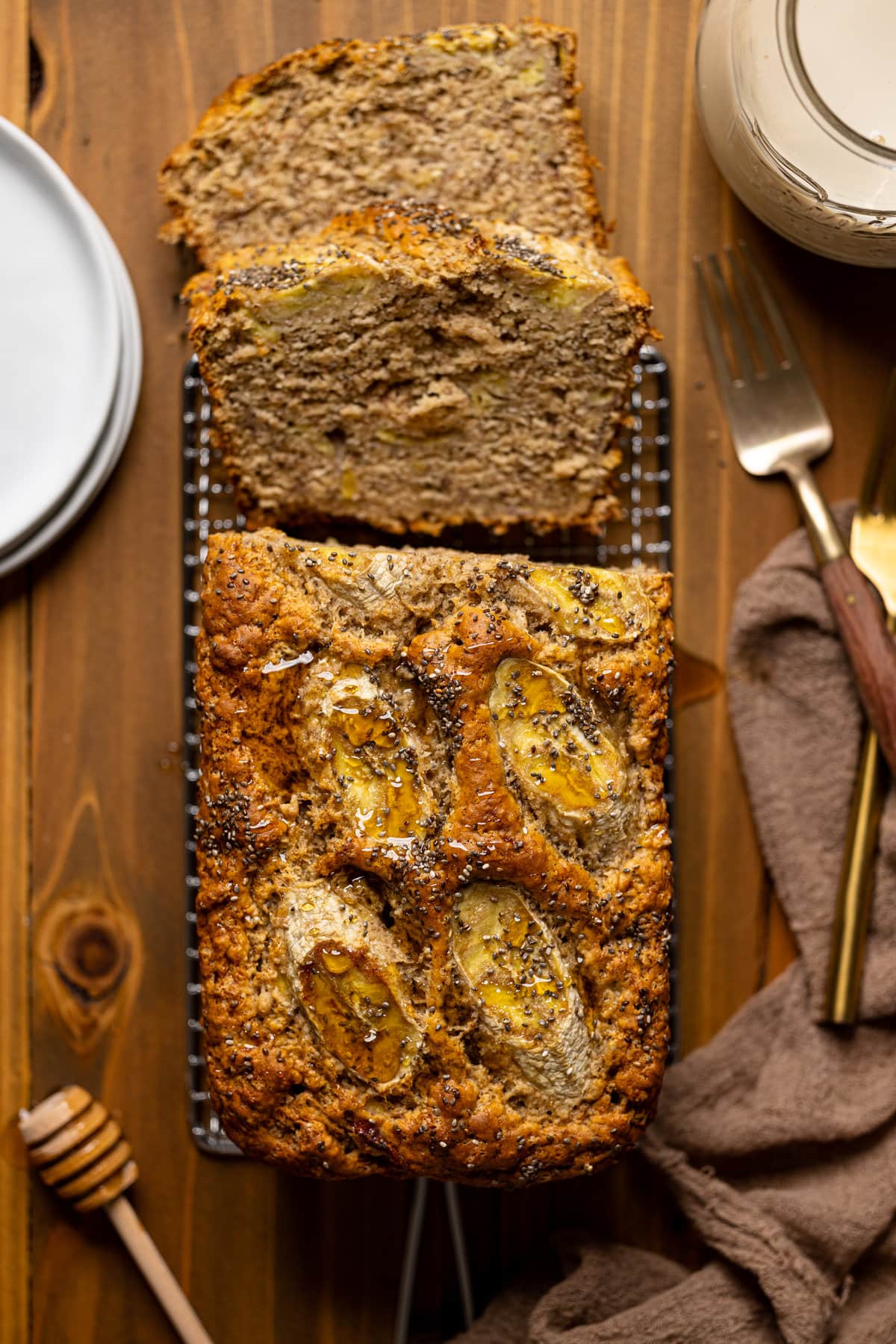 Closeup of Vegan Chia Seed Maple Banana Bread