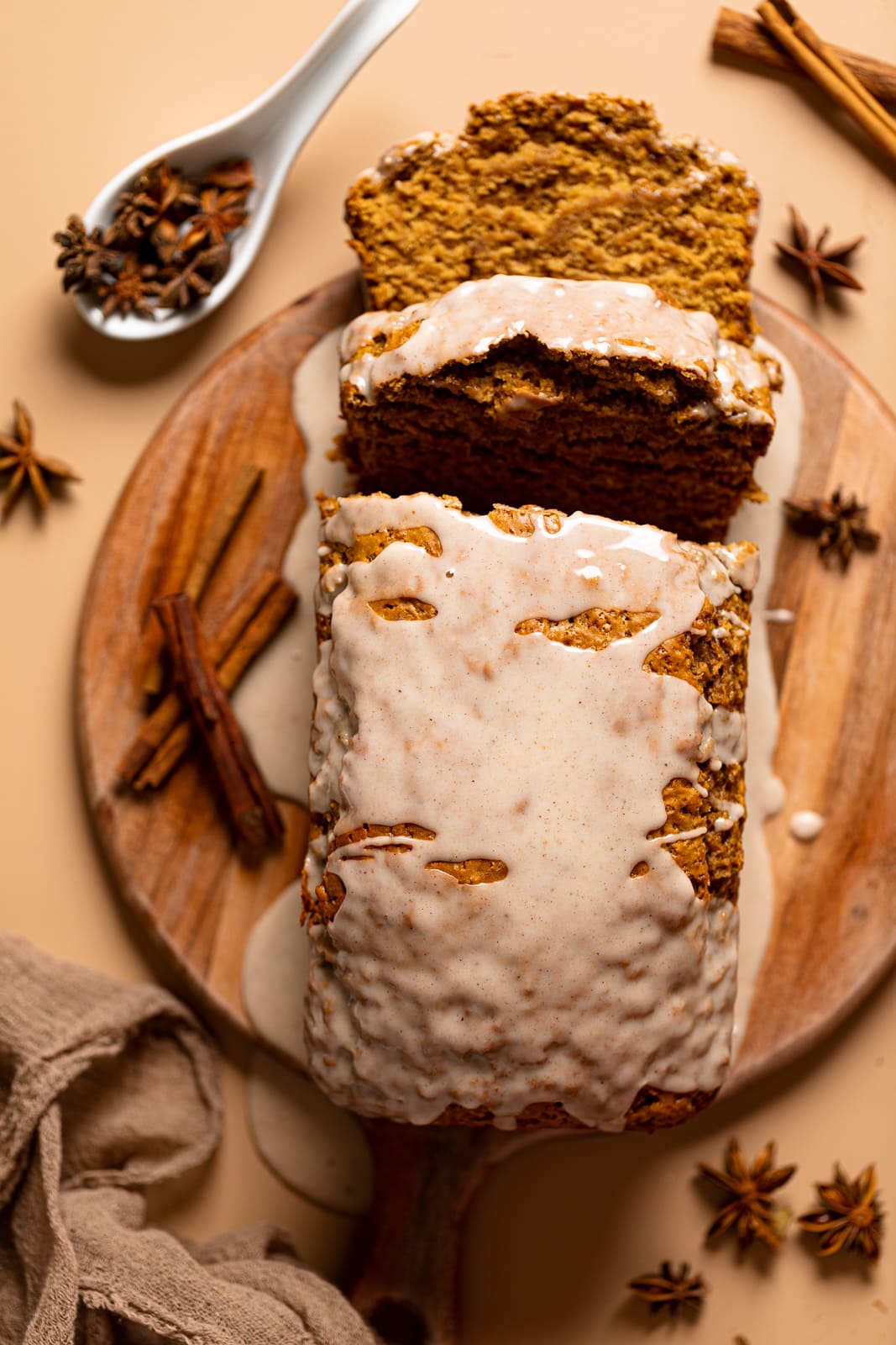 Overhead shot of a loaf of Chai Ginger Bread 