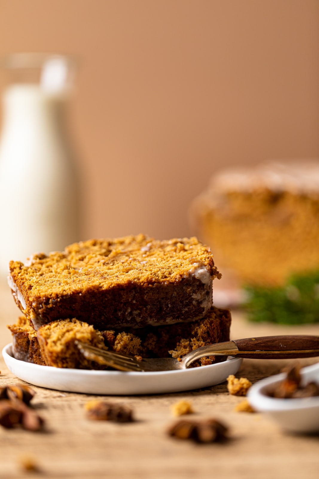 Slices of Chai Ginger Bread on a small plate