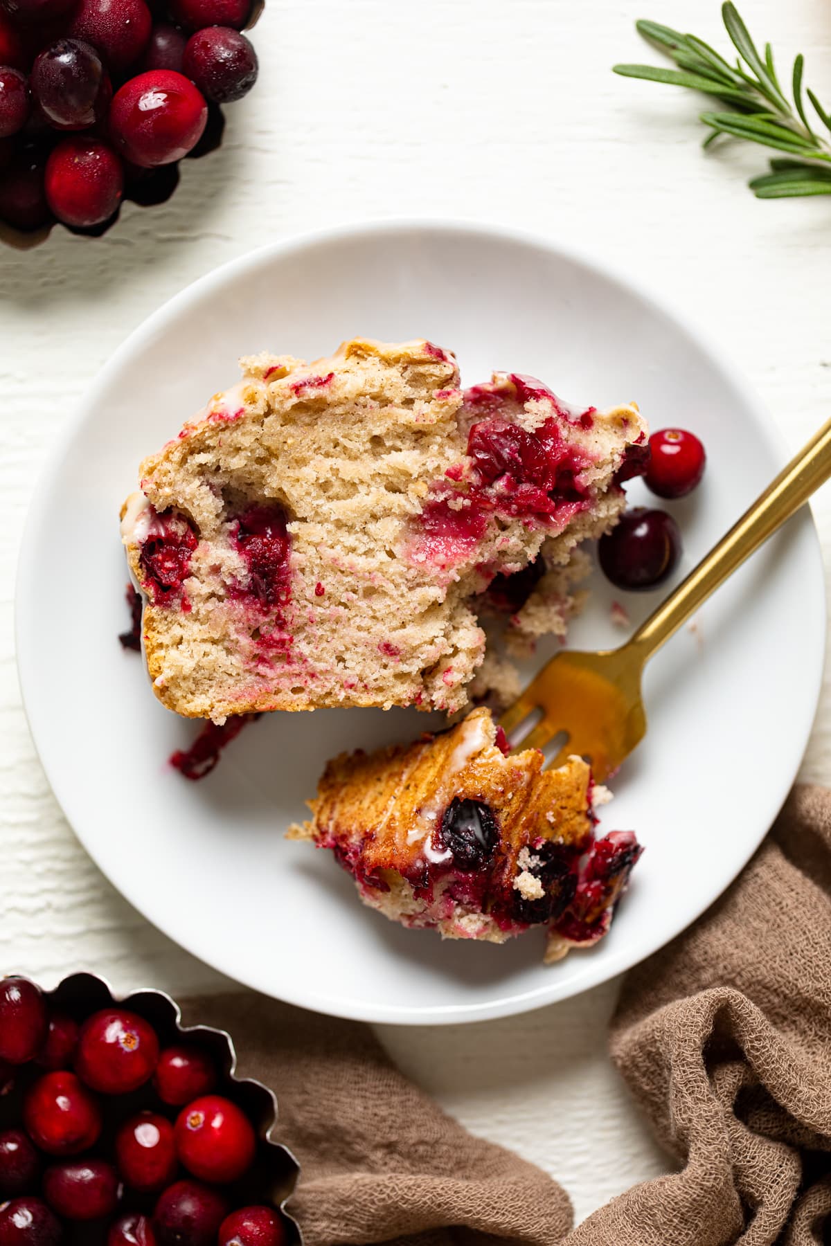 Slice of Vegan Orange Cranberry Bread on a small plate