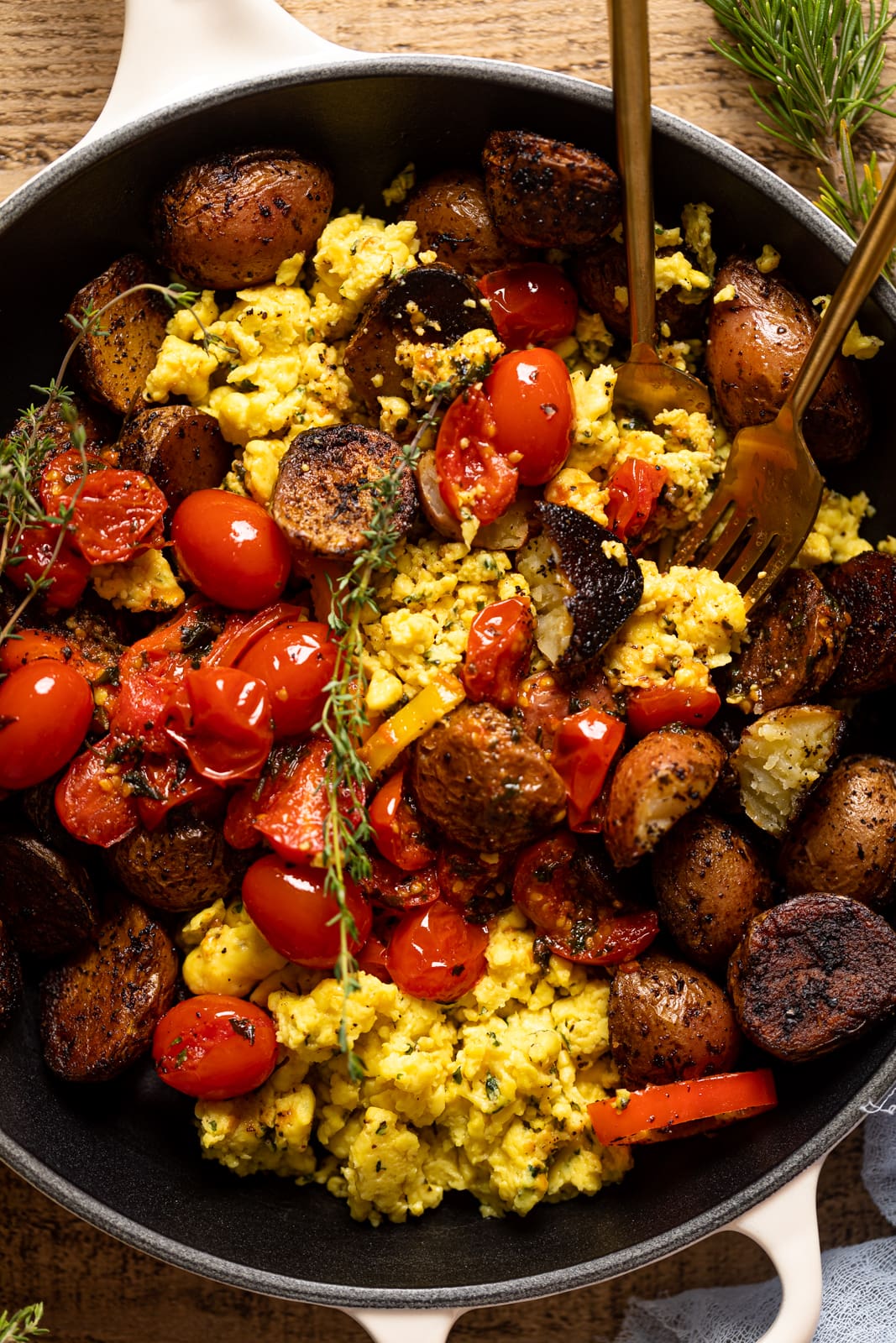 Closeup of Vegan Breakfast Eggs with Potatoes