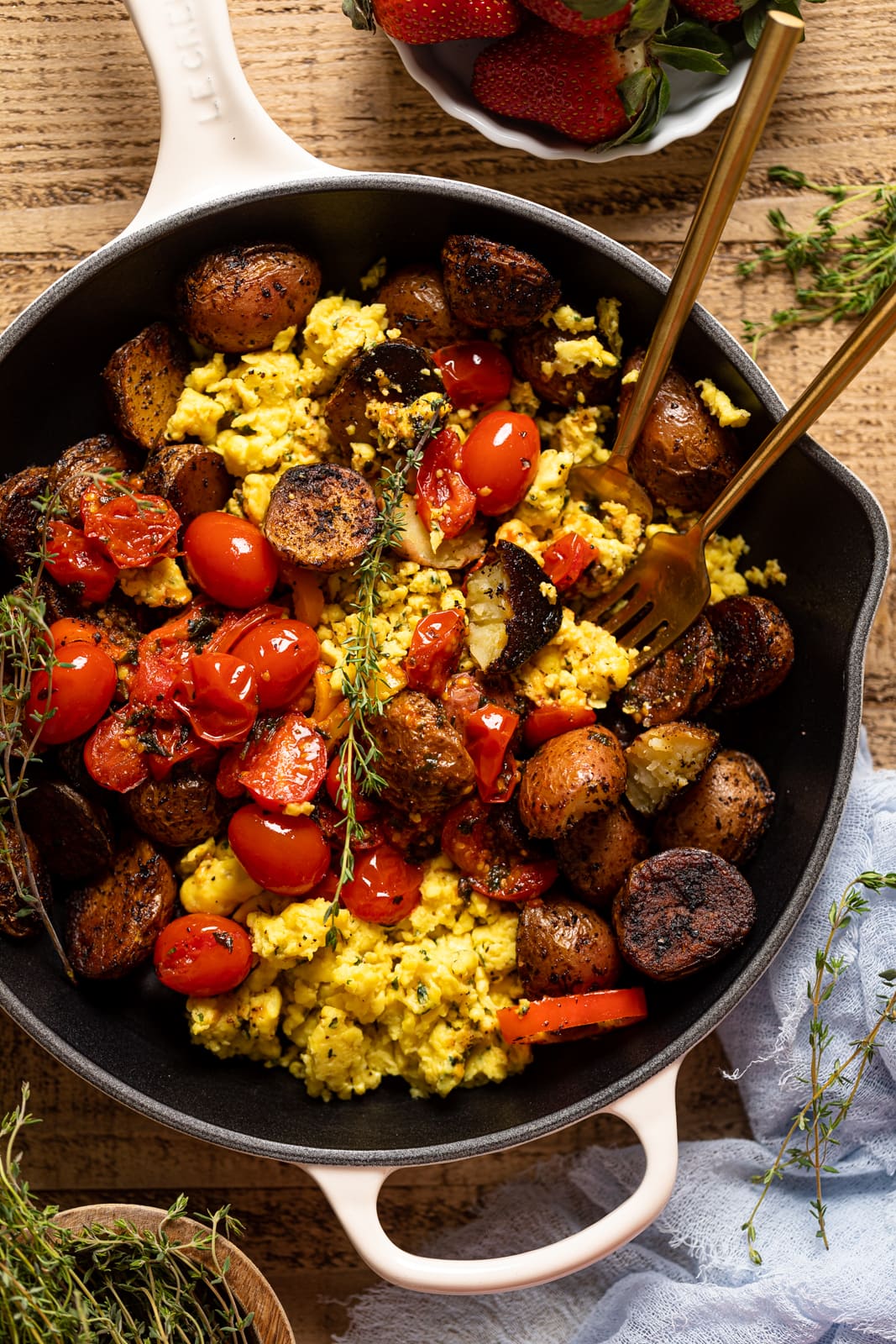 Vegan Breakfast Eggs + Potatoes