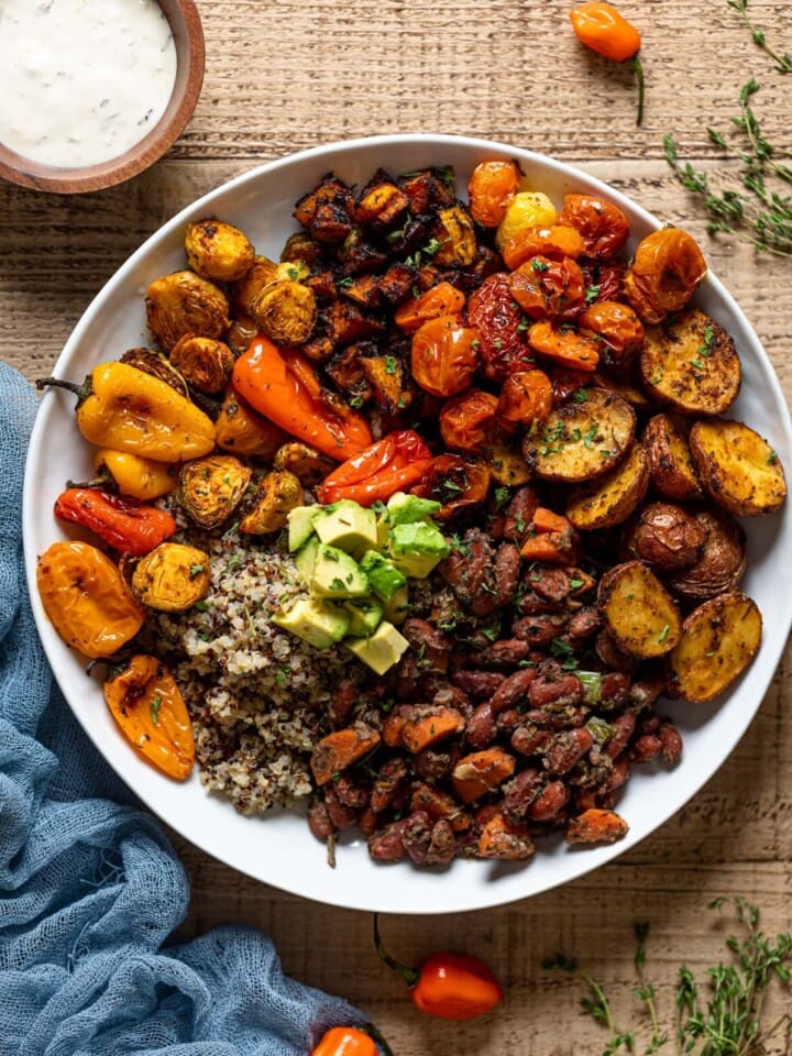 Overhead shot of a Vegan Jamaican Power Bowl