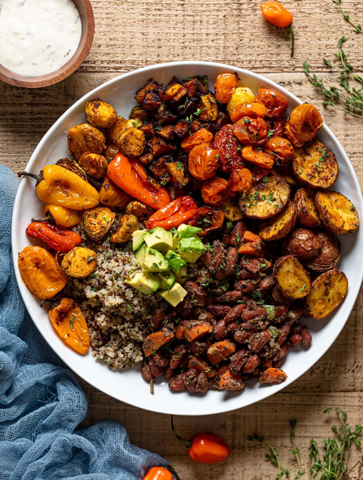 Overhead shot of a Vegan Jamaican Power Bowl