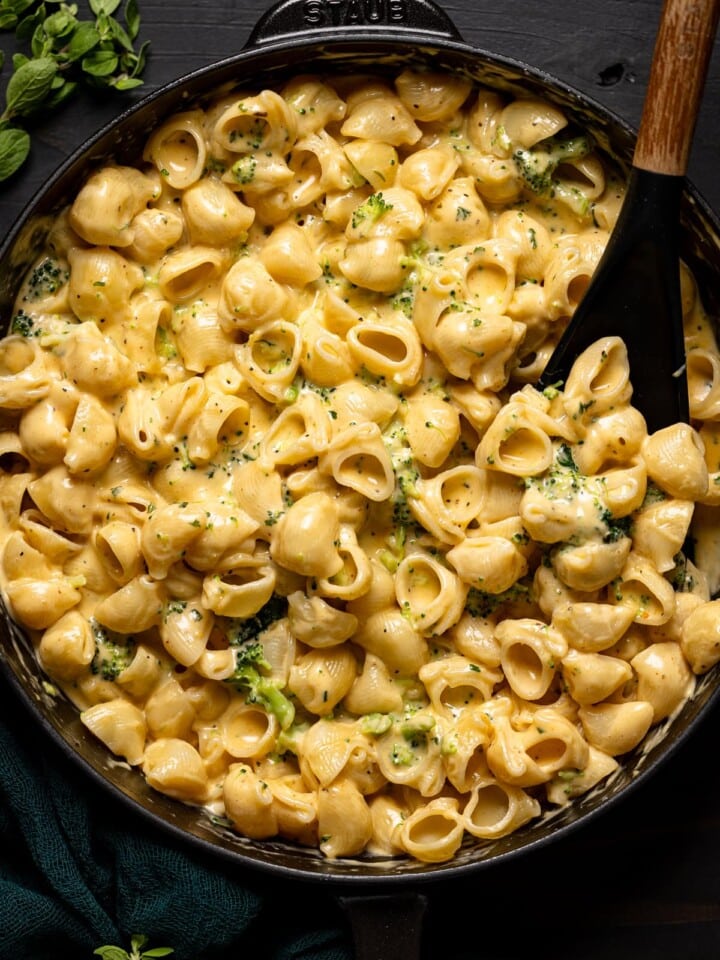 Pot of Copycat Velveeta Broccoli Mac + Cheese