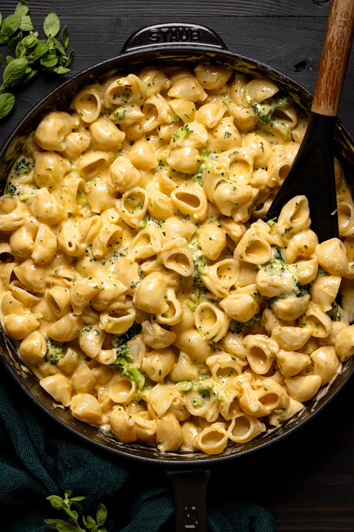 Pot of Copycat Velveeta Broccoli Mac + Cheese. A classsic southern comfort food recipe!