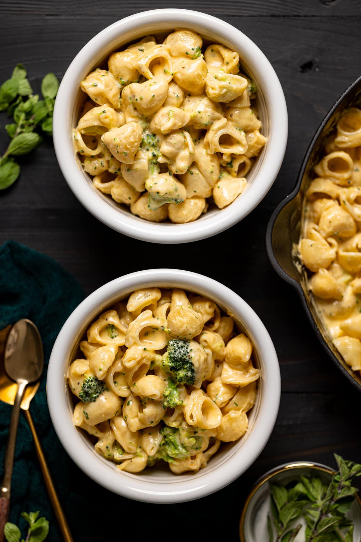 Two bowls of Copycat Velveeta Broccoli Mac and Cheese