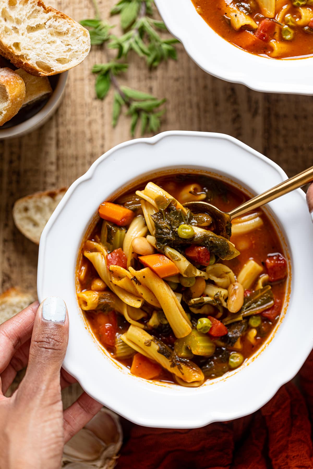 Spoon scooping some Winter Soup 