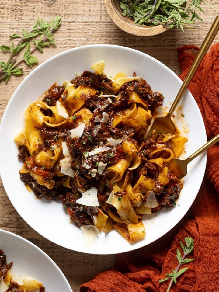 Plate of Braised Steak Ragu with Pappardelle