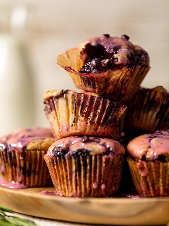 Pile of Blueberry Blackberry Jam Muffins