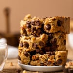 Slices of Brown Butter Walnut Chocolate Chip Bread in a stack