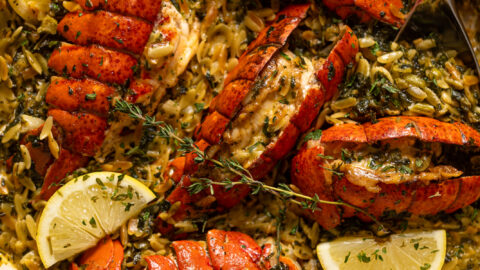 Lobster with Lemon Basil Orzo - Cooks Well With Others