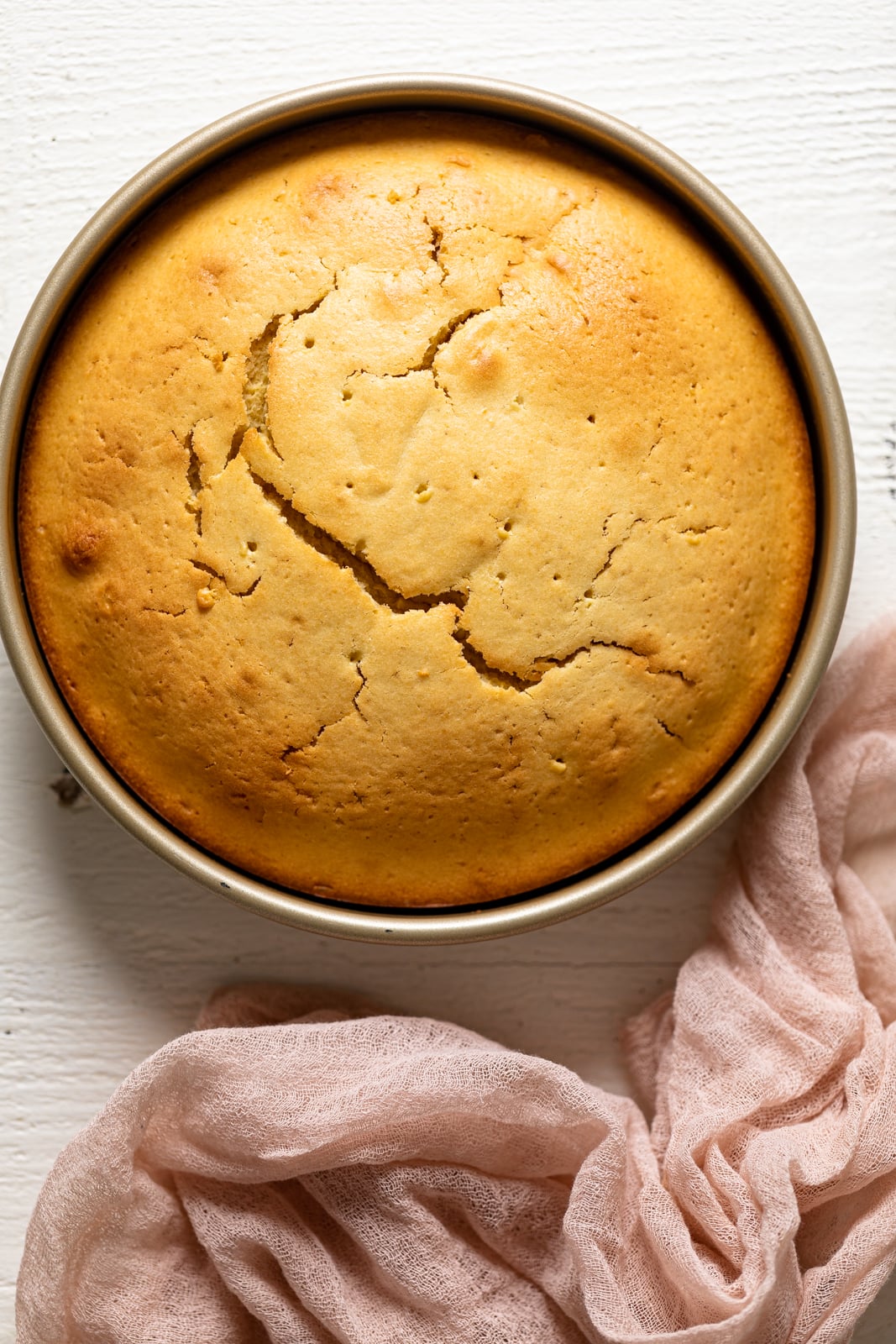 Grapefruit Olive Oil Cake in a round cake pan