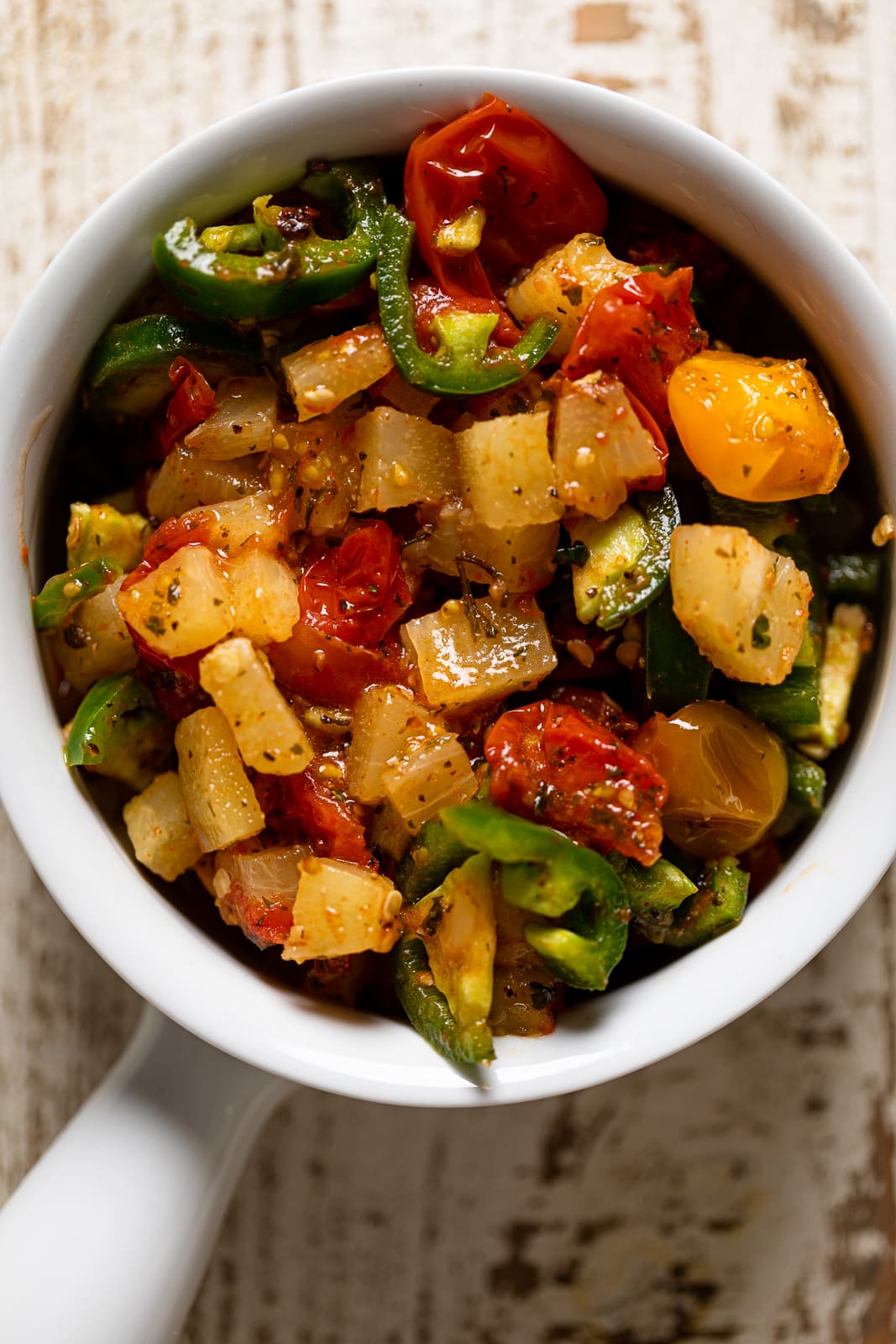 Closeup of a bowl of pineapple-jalapeno salsa