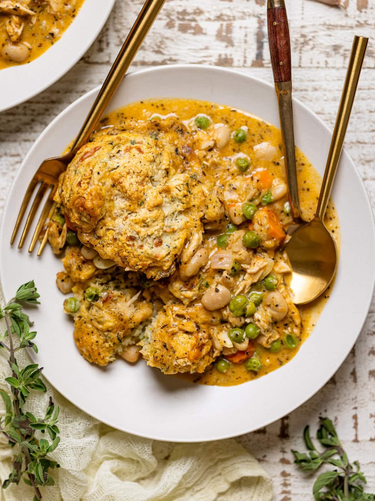 Easy Chicken Pot Pie with Cheddar Herb Biscuits