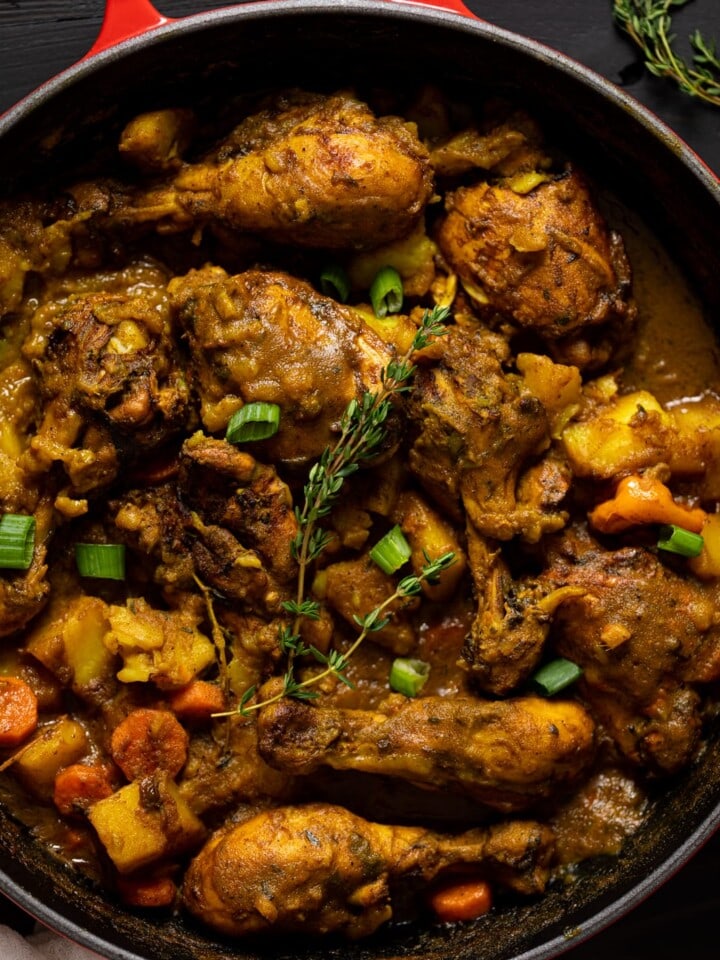 Closeup of Jamaican Curry Chicken