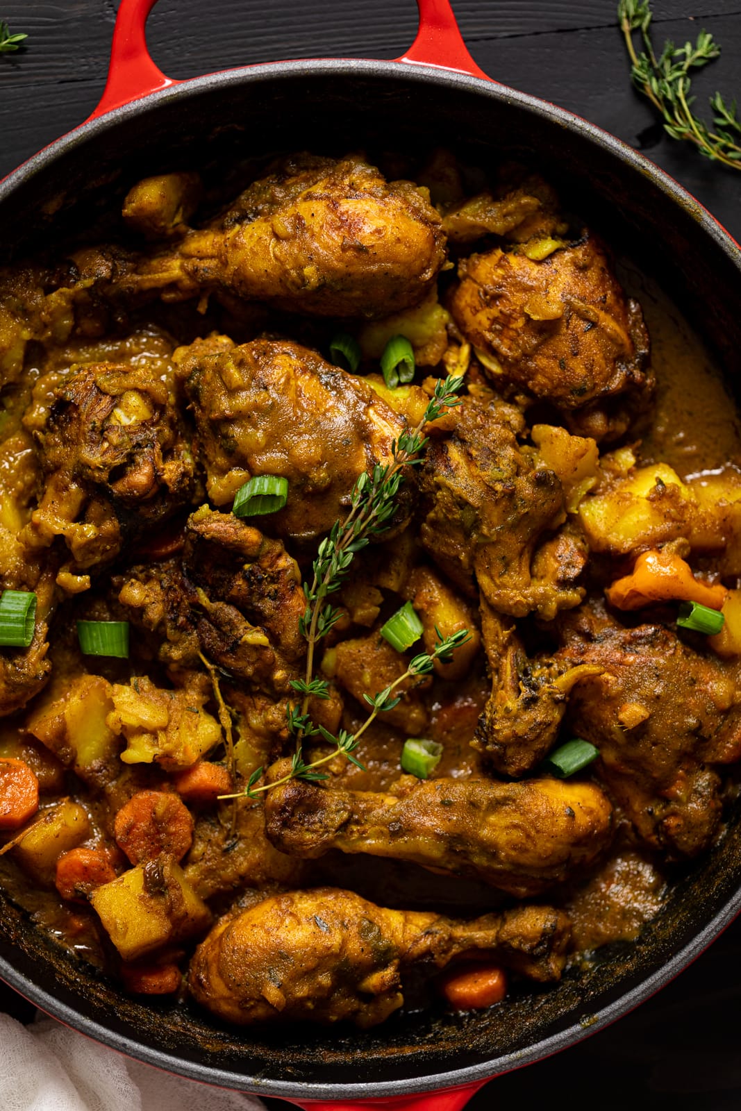 Closeup of Jamaican Curry Chicken 