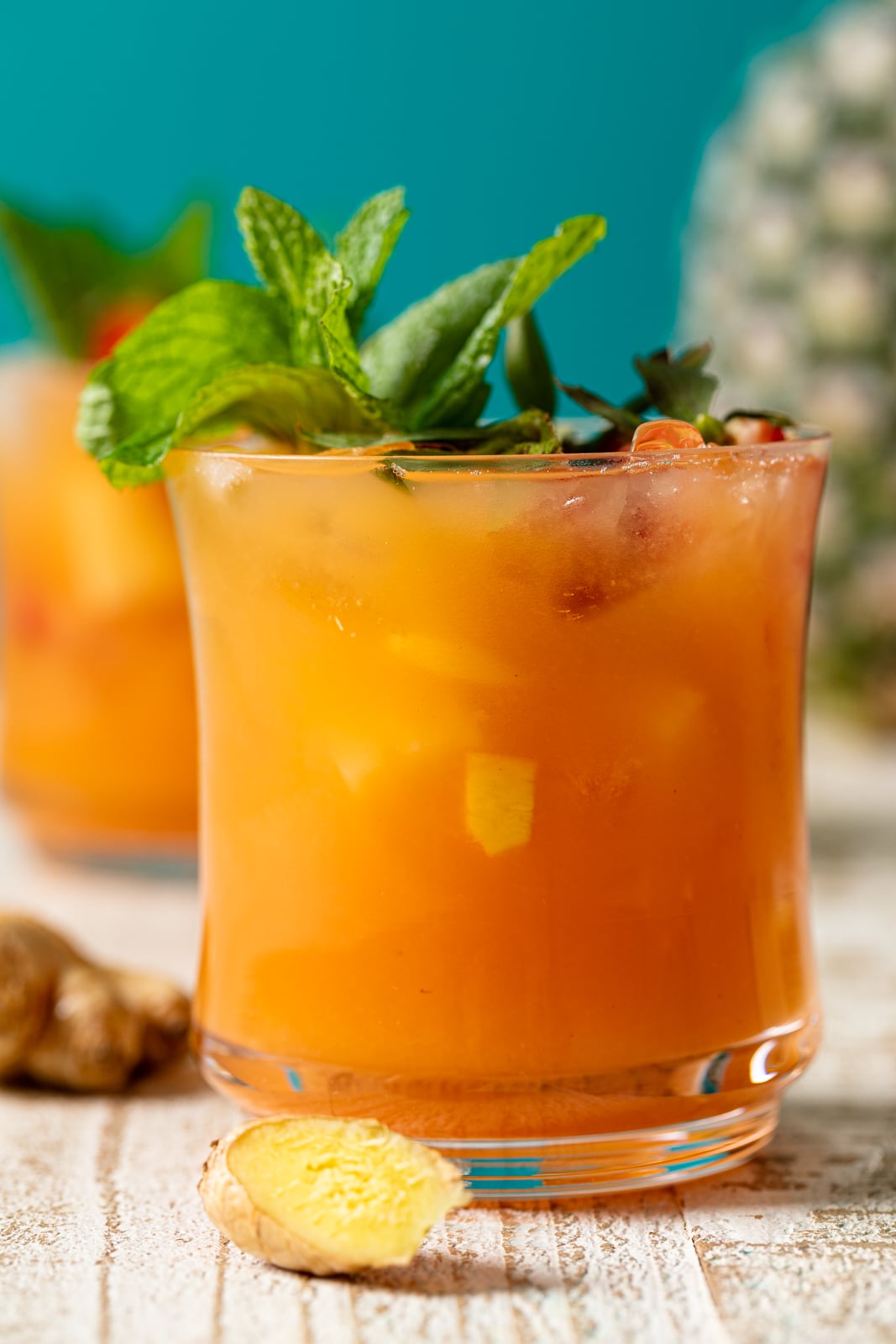 Closeup of a Jamaican Rum Punch Mocktail