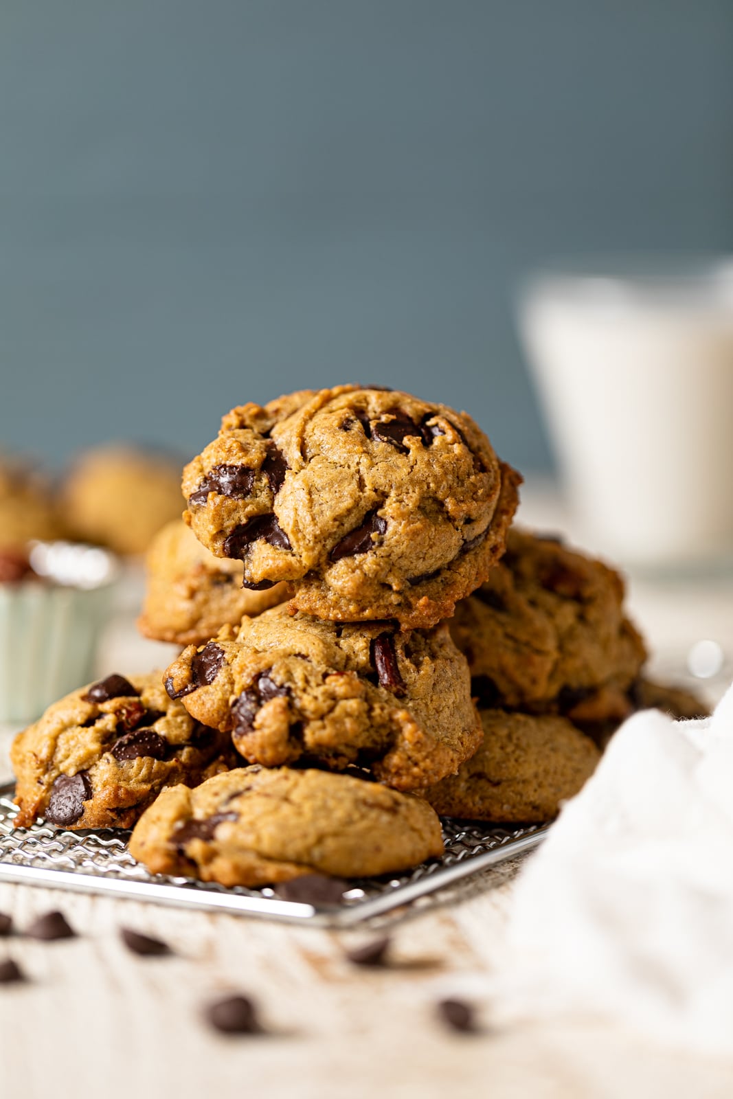 Pile of Espresso Rye Pecan Chocolate Chip Cookies