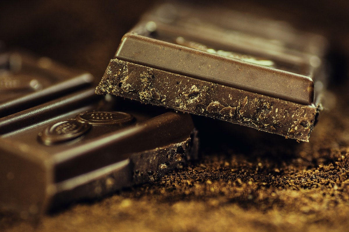 Closeup of a broken chocolate bar