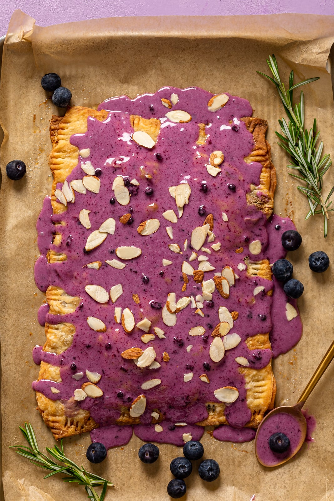 Blueberry Almond Pop Tart on parchment paper