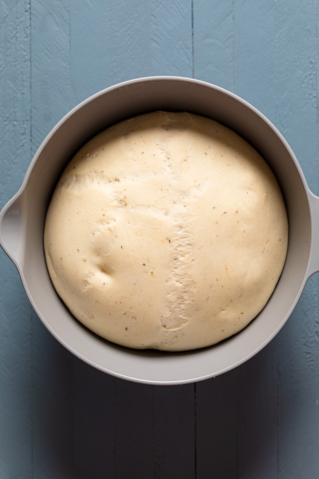 Bowl of risen pizza dough