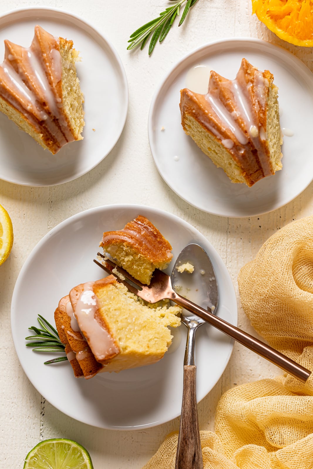 Slices of Orange Cake on small plates