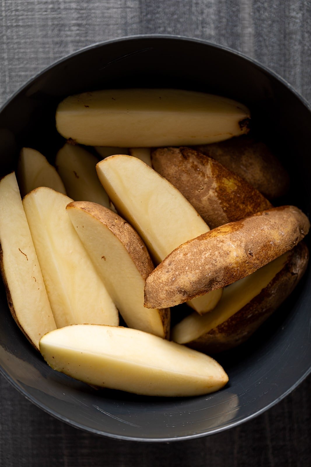 Potato wedges in a pan