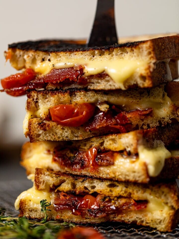 Stack of Southern-Style Bacon Grilled Cheese Sandwiches