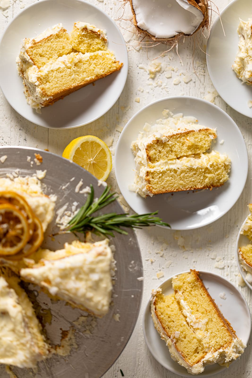 Slices of Lemon Cake on small plates