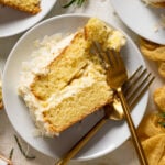 Slice of Lemon Coconut Cake with two forks