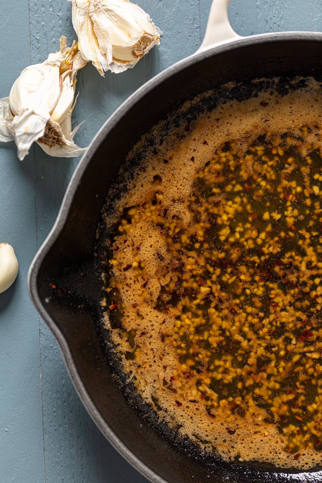 Chili garlic butter in a skillet.