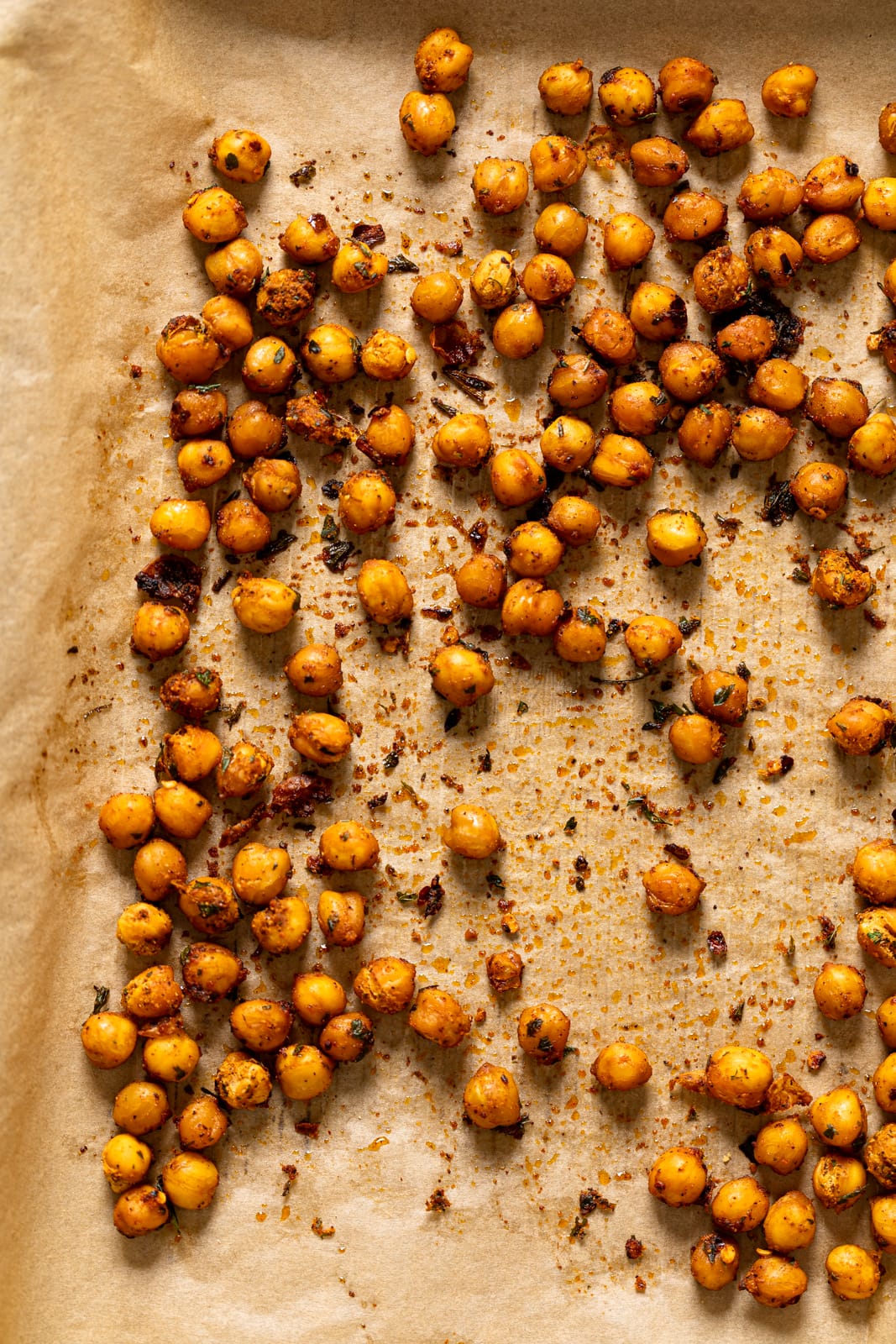 Roasted Chickpeas on a baking sheet