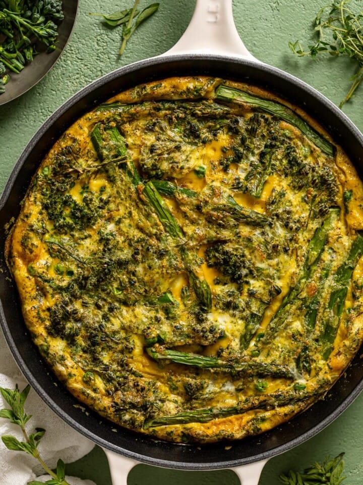 Spring Vegetable Frittata in a skillet