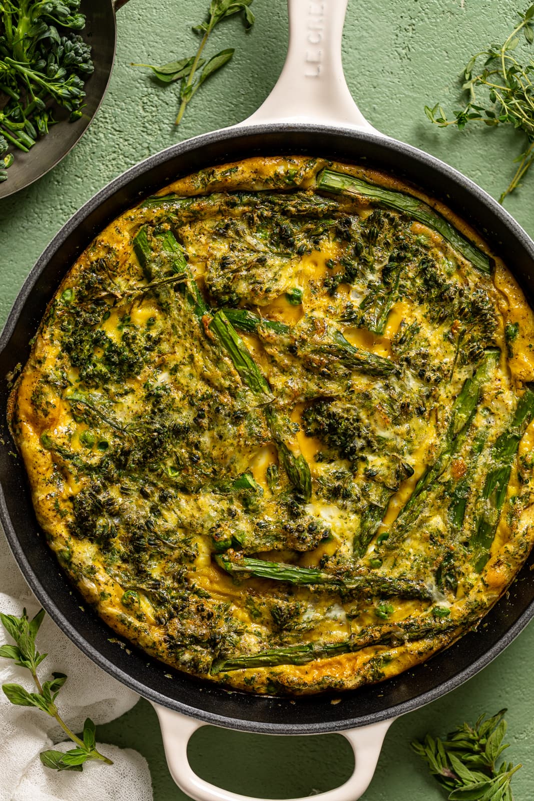 Spring Vegetable Frittata in a skillet