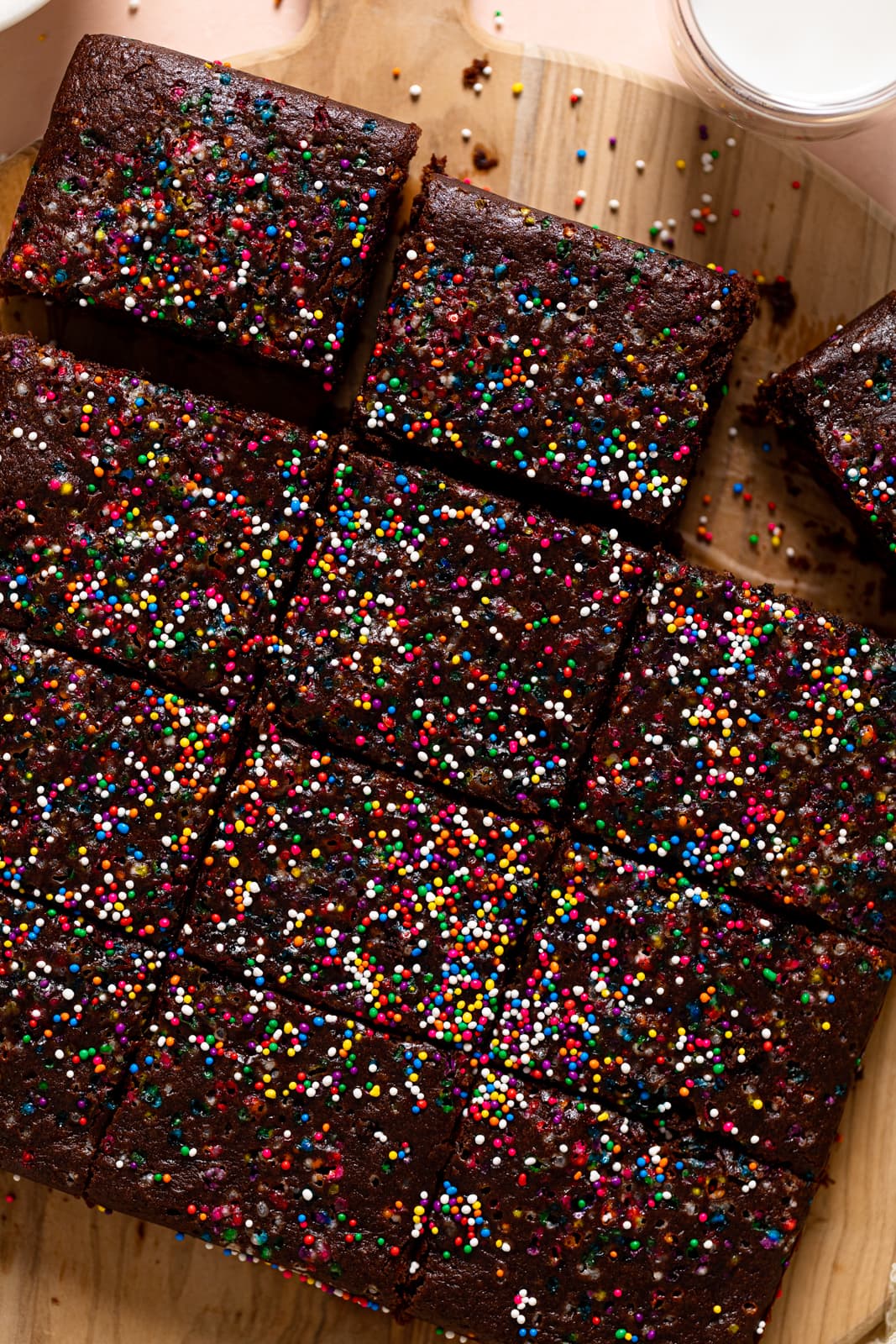 Overhead shot of sliced Vegan Zucchini Brownies