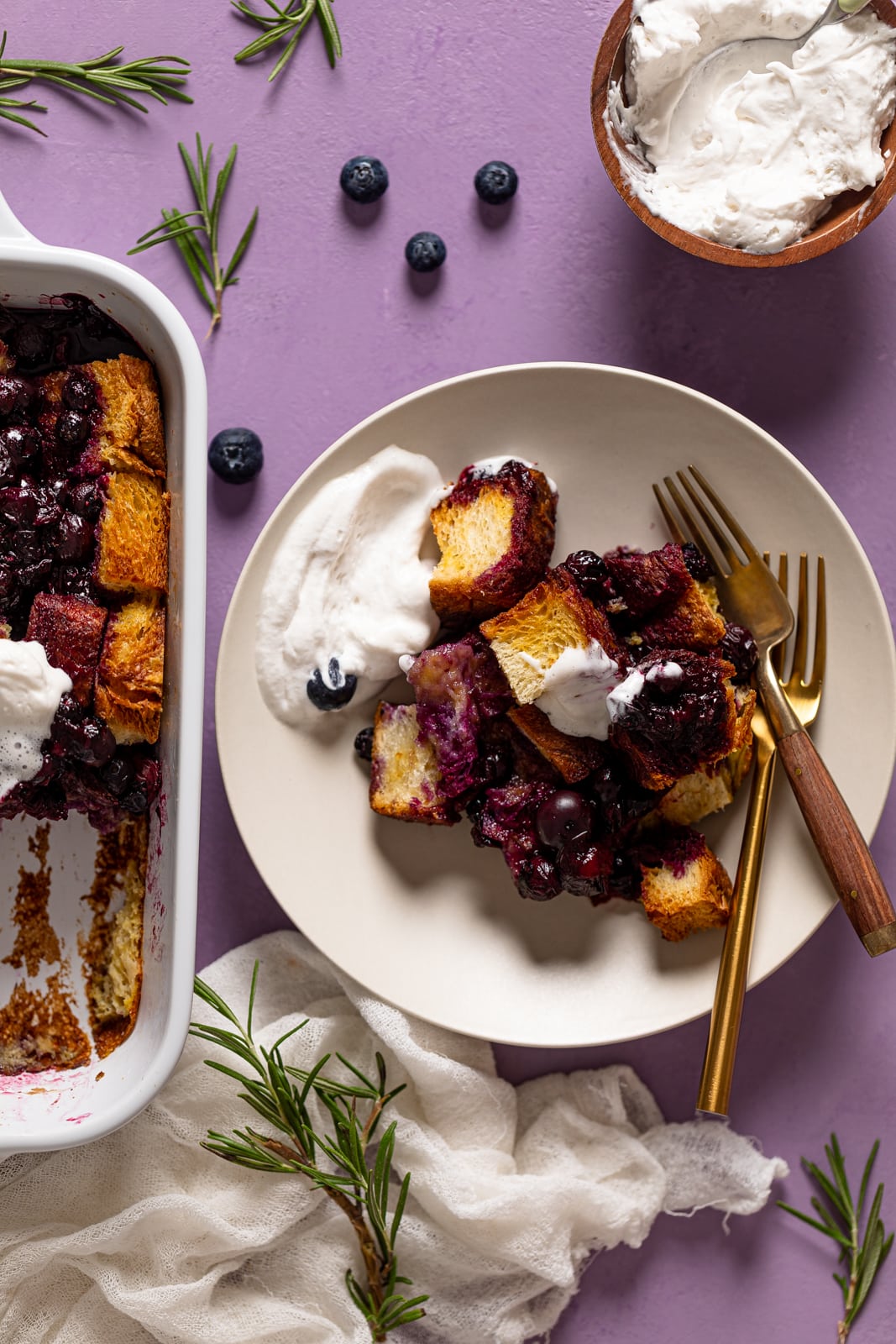 Plate of Blueberry Pie French Toast Casserole