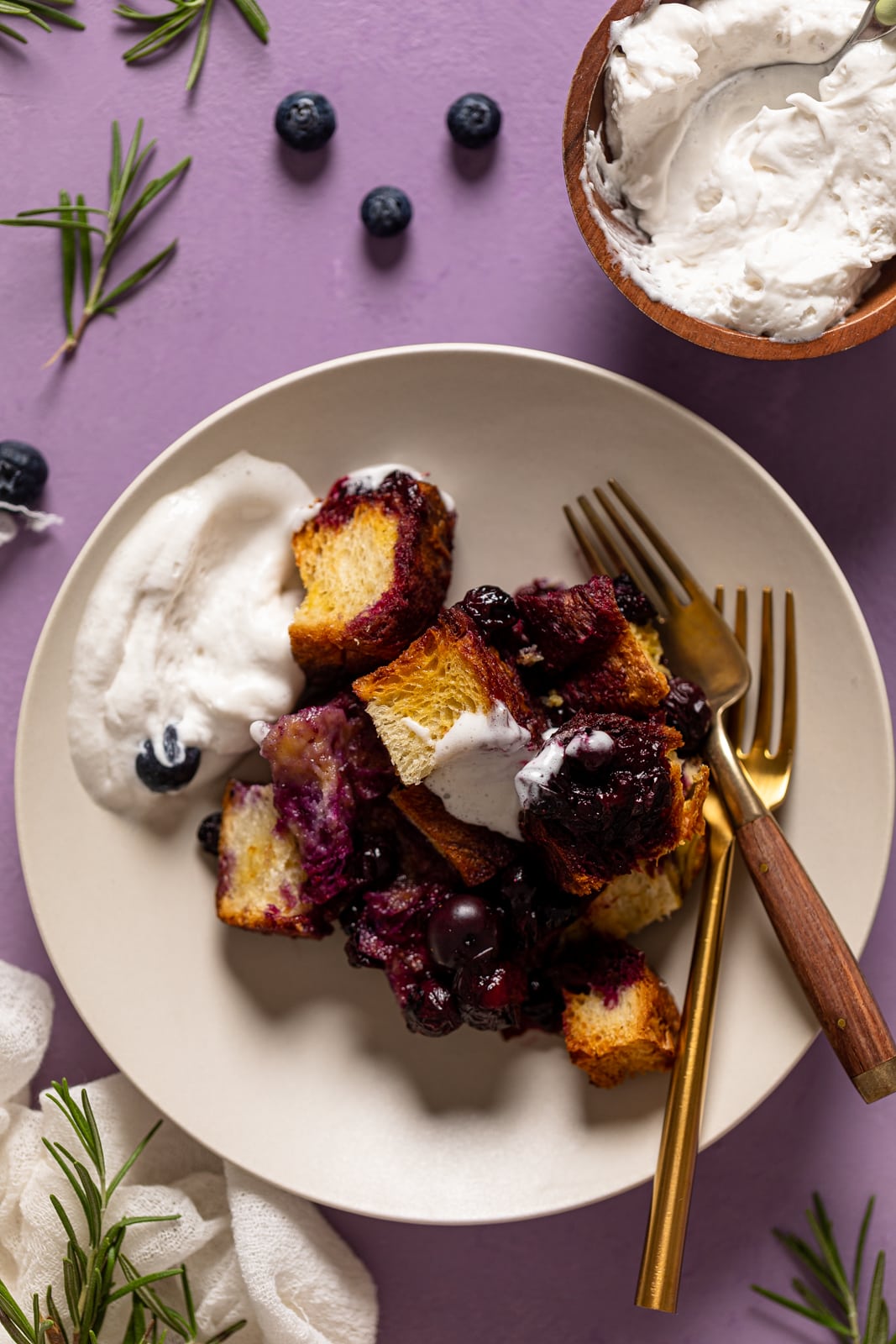 Plate of Blueberry Pie French Toast Casserole