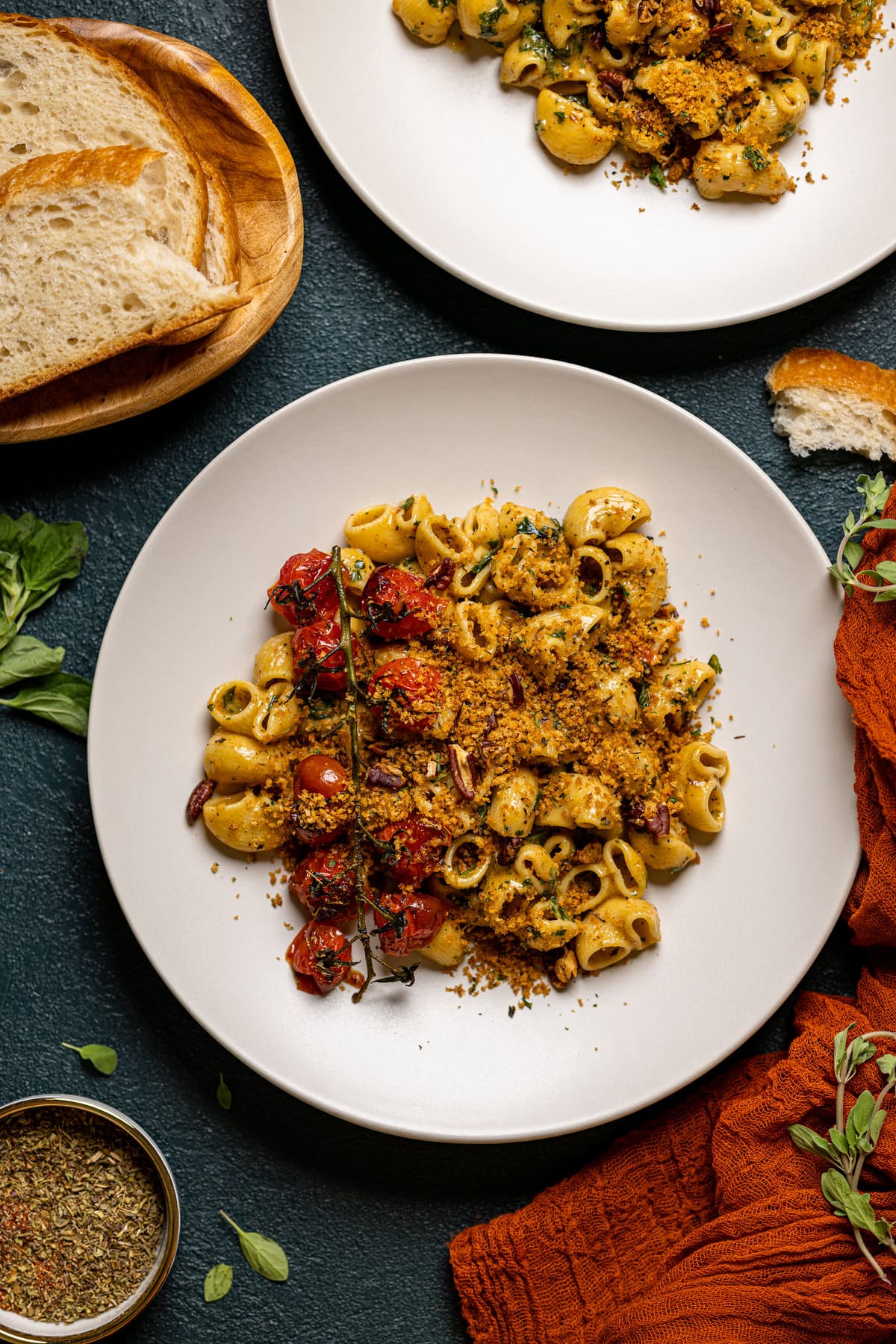 Plate of Southern-Style Cajun Pasta with Pecan Breadcrumbs