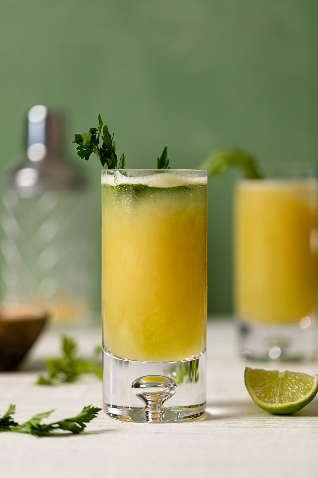 Two glasses of Celery Pineapple Detox Mocktail