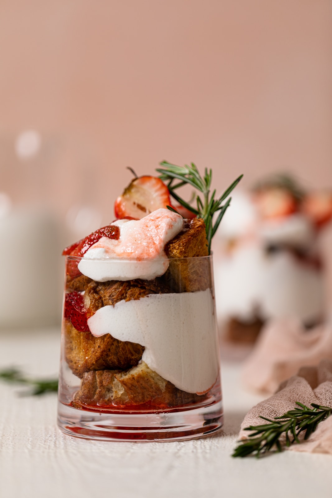 Glass of Dairy-Free Strawberry French Toast Trifle