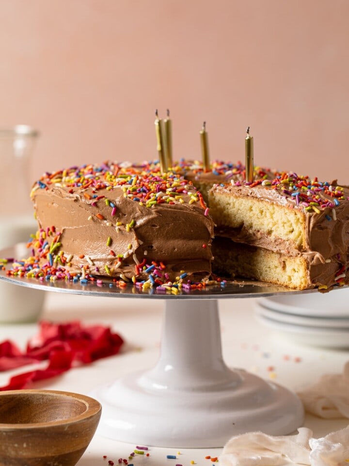 Grandma’s Vanilla Birthday Cake with Chocolate Frosting