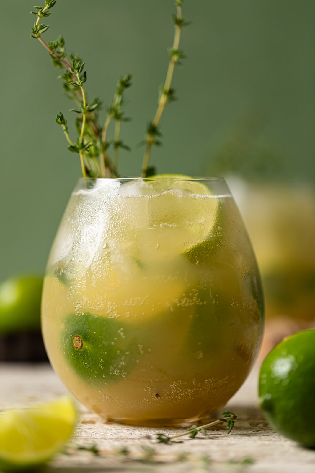 Closeup of a glass of Simple Lime Rickey Mocktail