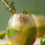 Closeup of a glass of Simple Lime Rickey Mocktail