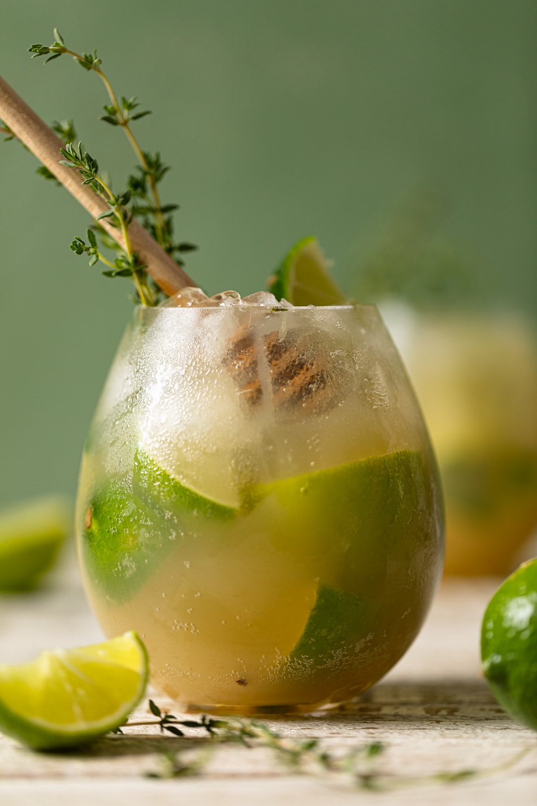 Closeup of a glass of Simple Lime Rickey Mocktail