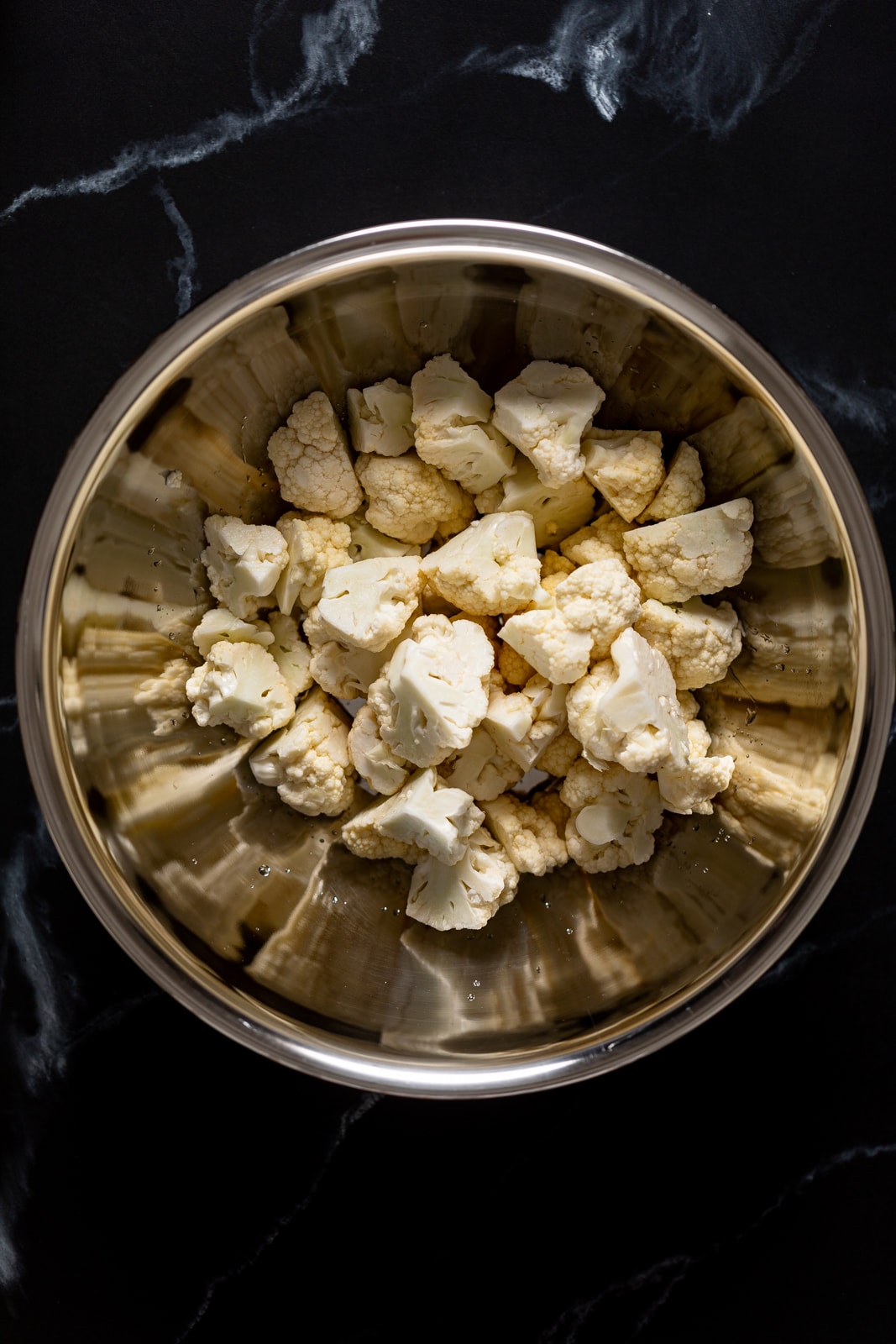 Bowl of chopped cauliflower