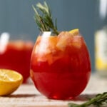 Glass of Cranberry Lemon Spritzer with Lemonade Ice Cubes