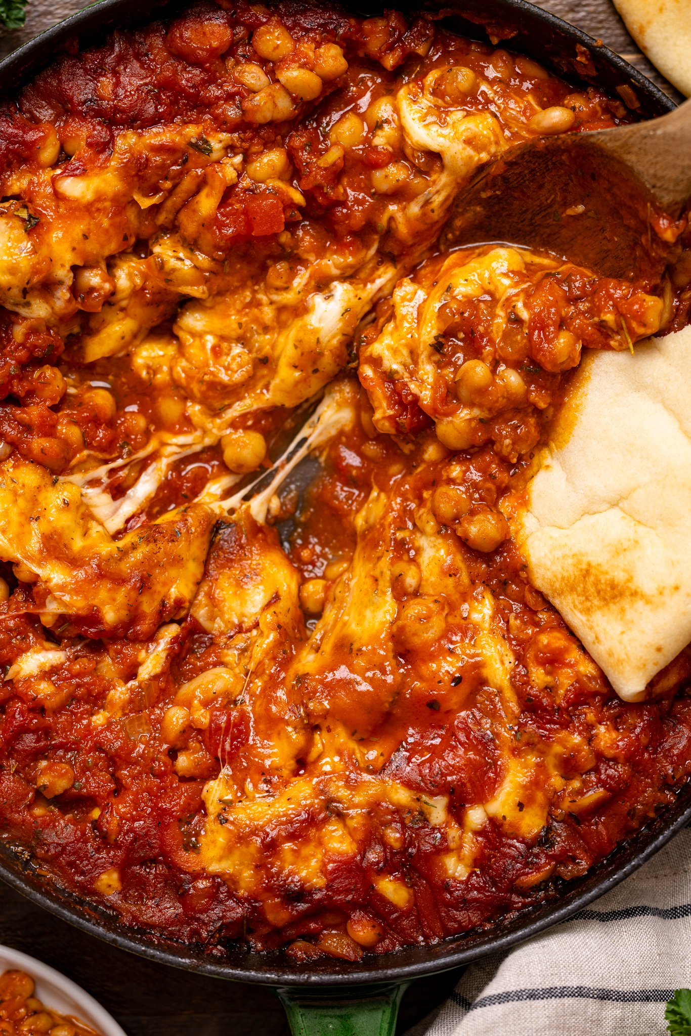 Up close shot of One-Pot Chickpeas and White Beans.