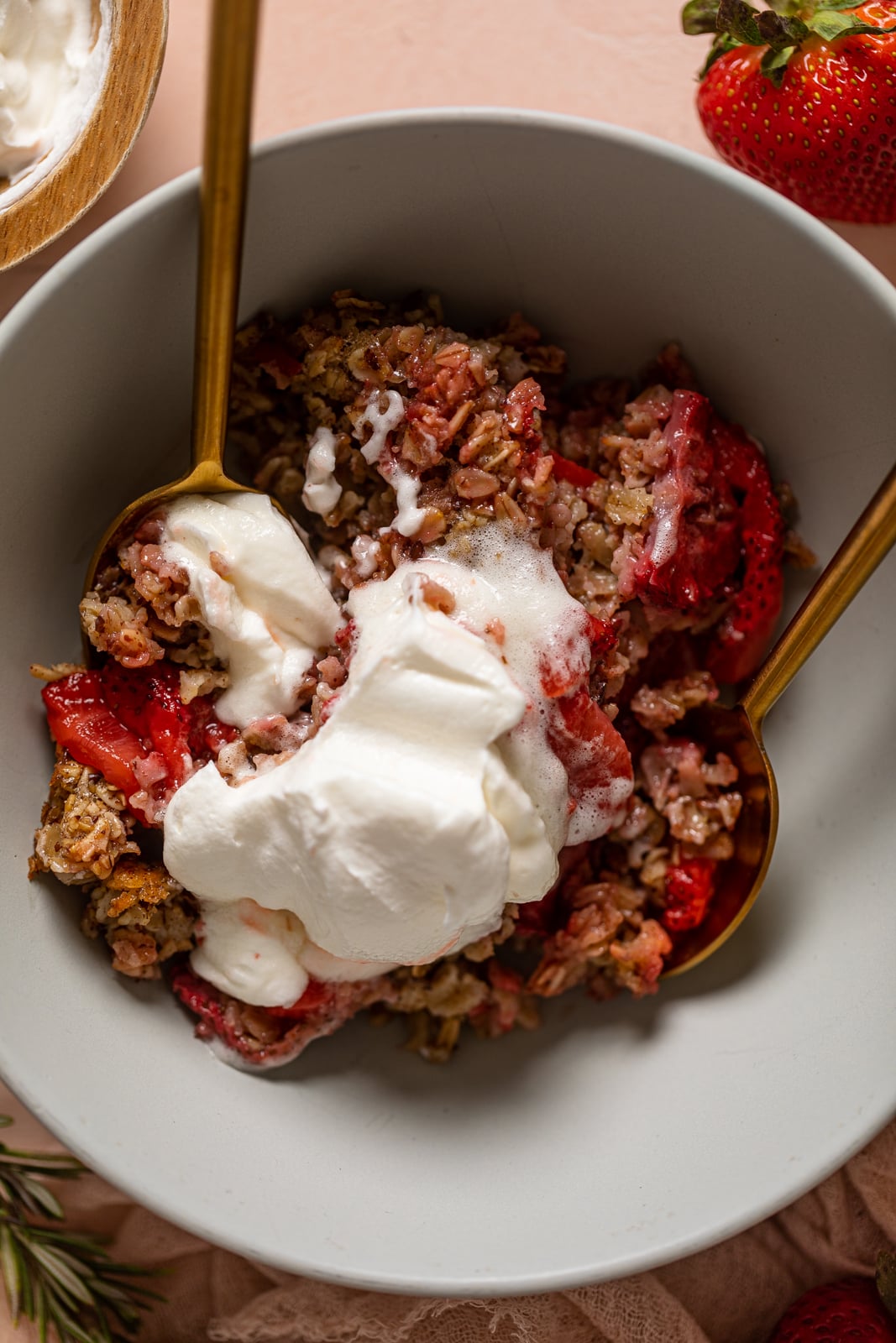 Bowl of Strawberry Shortcake Baked Oats